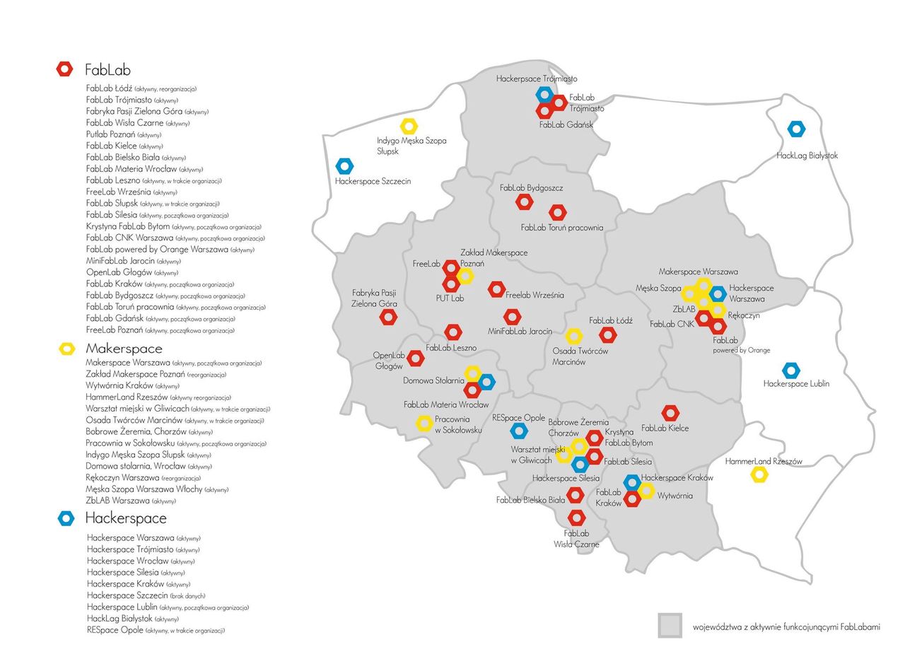 Mapa pracowni w Polsce źródło: Grzegorz Belica, Lena Marczyńska FLŁ