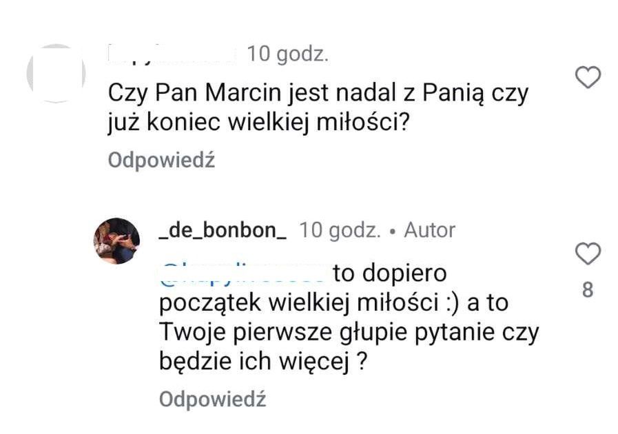 Ukochana Marcina Hakiela ostro odpowiada internautce