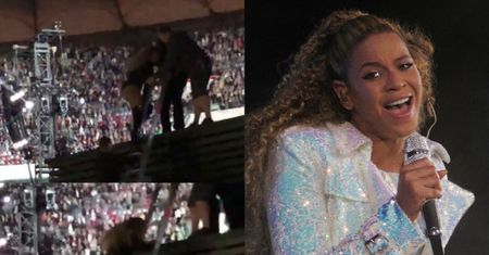 Beyonce UTKNĘŁA na scenie podczas koncertu w Warszawie! Musiała schodzić po drabinie... (WIDEO)