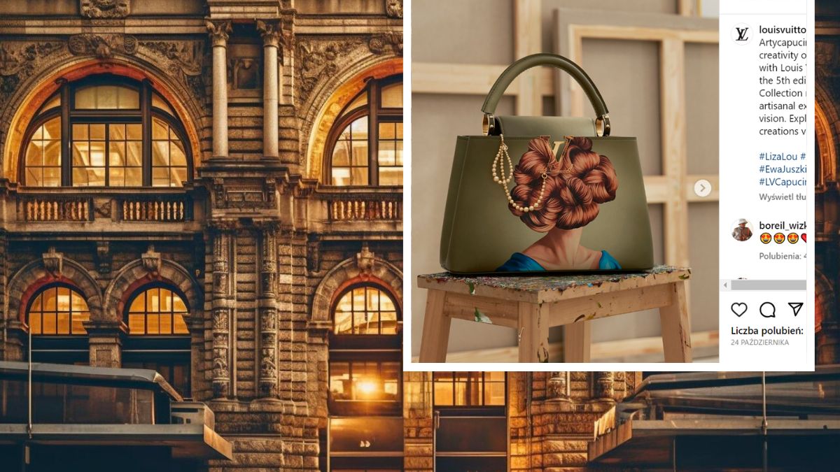 Fasada kamienicy i damska torebka