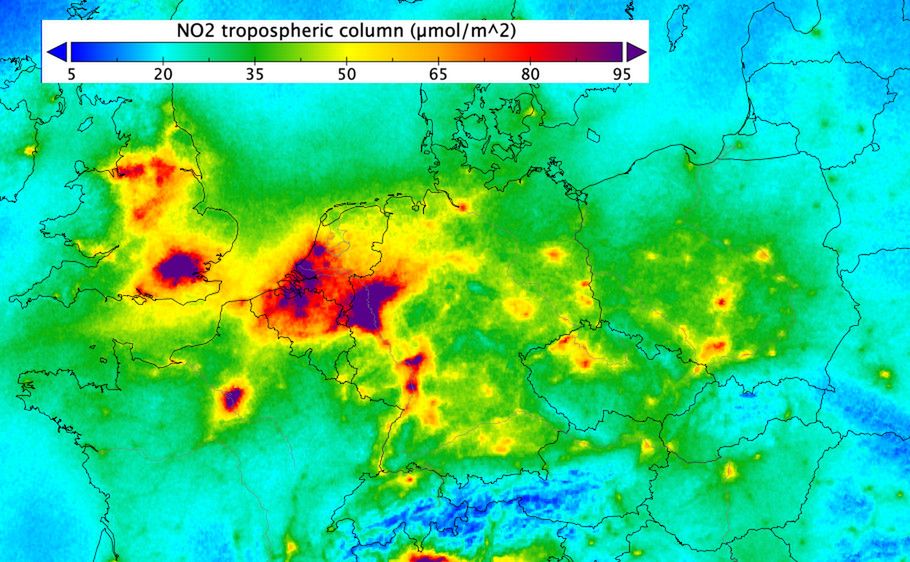 Zachodnie Niemcy, Holandia i Wielka Brytania. Mieszkańcy tych części Europy są najbardziej narażeni na kontakt z tlenkami azotu