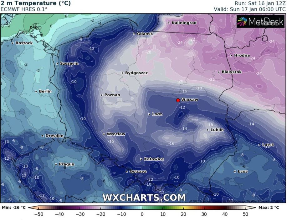 Pogoda. Mróz aż trzeszczy! -25,5 st. C w Gołdapi