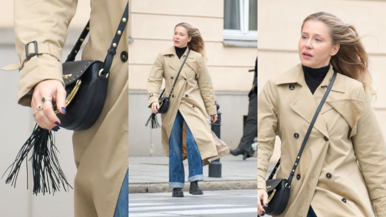 Katarzyna Warnke spaceruje po Warszawie