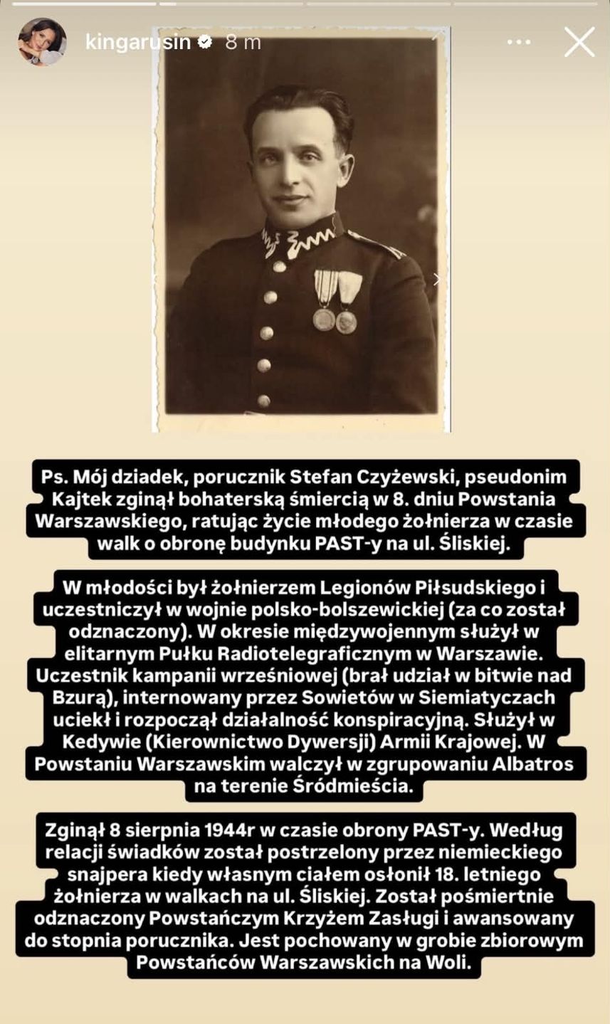 Wpis Kingi Rusin poświęcony jej dziadkowi