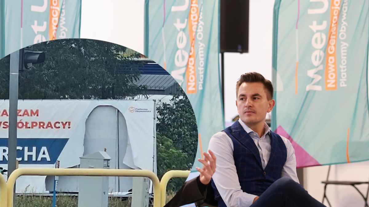 Oryginalnie zniszczony baner posła Arkadiusza Myrchy