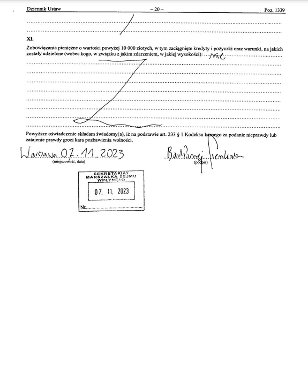 Oświadczenie majątkowe ministra Bartłomieja Sienkiewicza