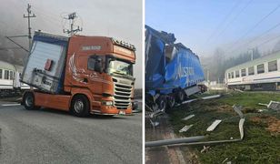 Groźny wypadek w Małopolsce. Wjechał na tory wprost pod pociąg