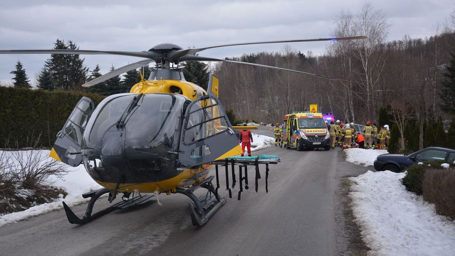 Śmigłowiec na miejscu wypadku