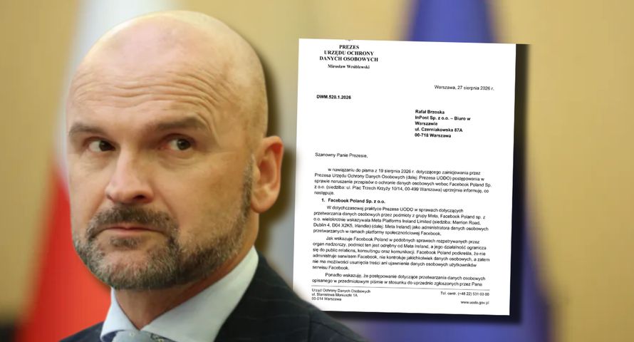 Kolejne postępowanie wobec Mety. Brzoska pokazał pismo z UODO