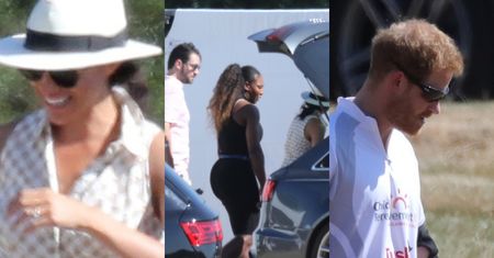 Roześmiana księżna Meghan i Serena Williams z mężem kibicują Harry'emu na meczu polo (ZDJĘCIA)