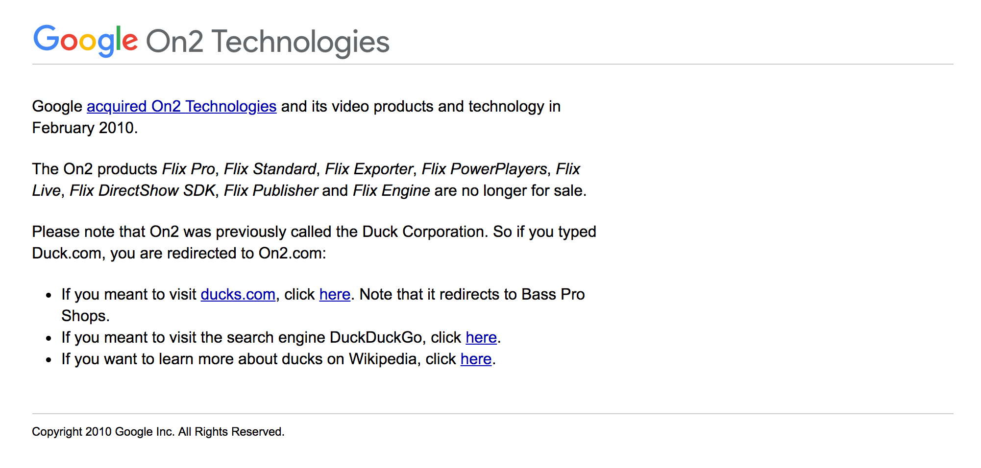 Gdy o sprawie zrobiło się głośno, Google zaczęło wyświetlać informację o DuckDuckGo. Wcześniej duck.com przekierowywało bezpośrednio do wyszukiwarki Google.