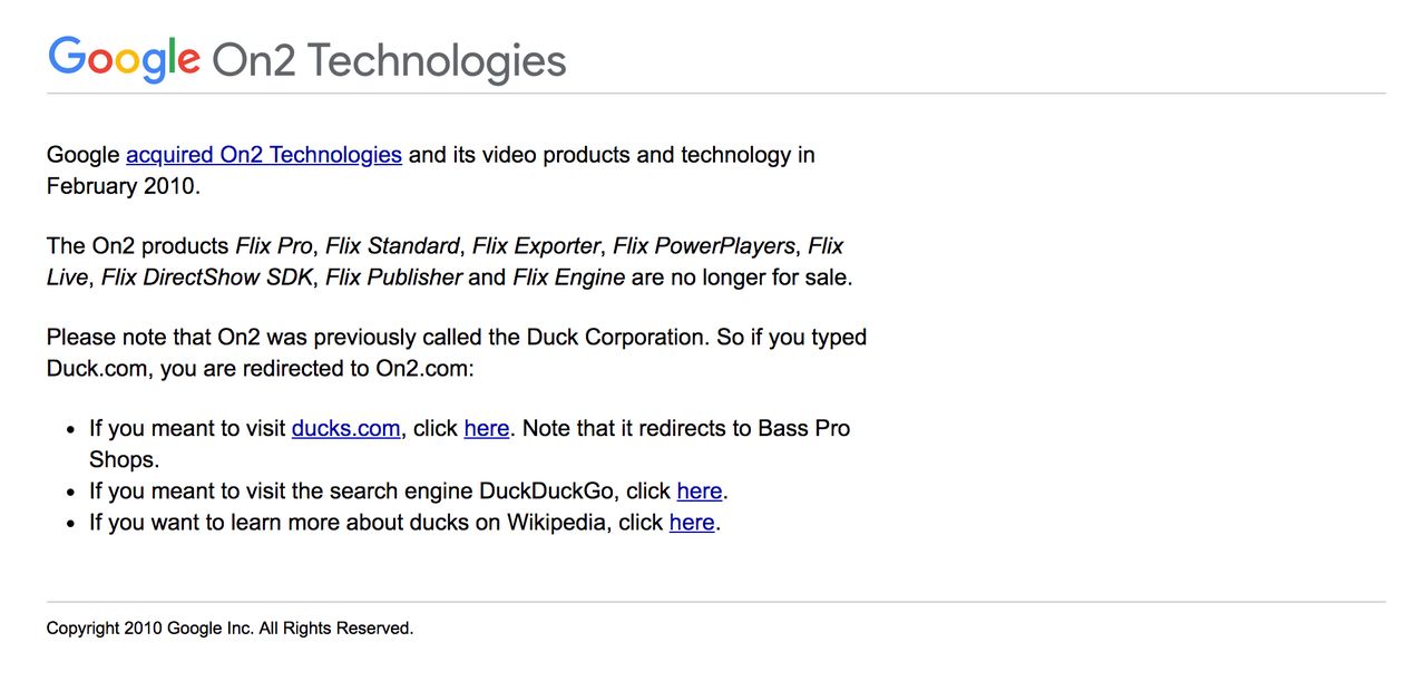 Gdy o sprawie zrobiło się głośno, Google zaczęło wyświetlać informację o DuckDuckGo. Wcześniej duck.com przekierowywało bezpośrednio do wyszukiwarki Google.