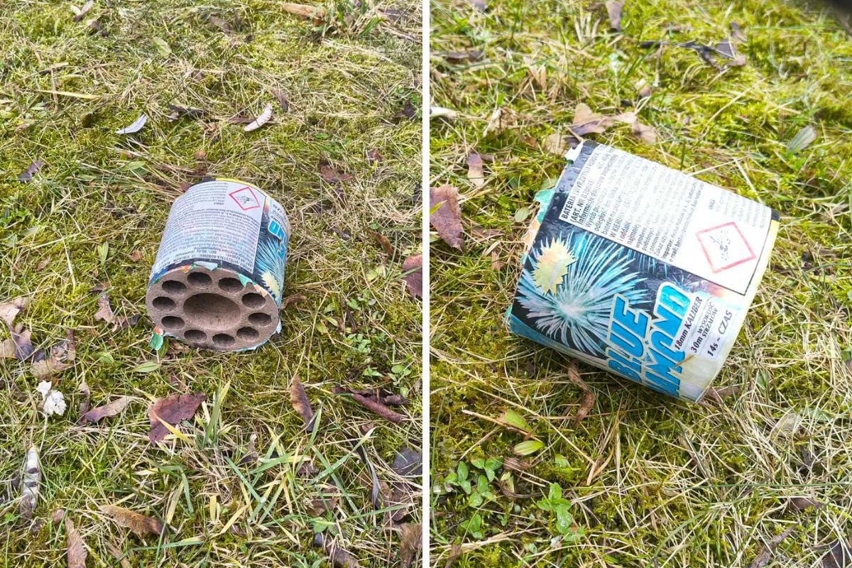Wyrzutnia petard leżała na trawniku pod blokiem