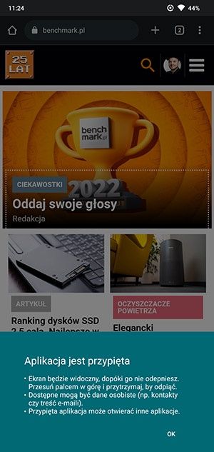 przypinanie aplikacji Android