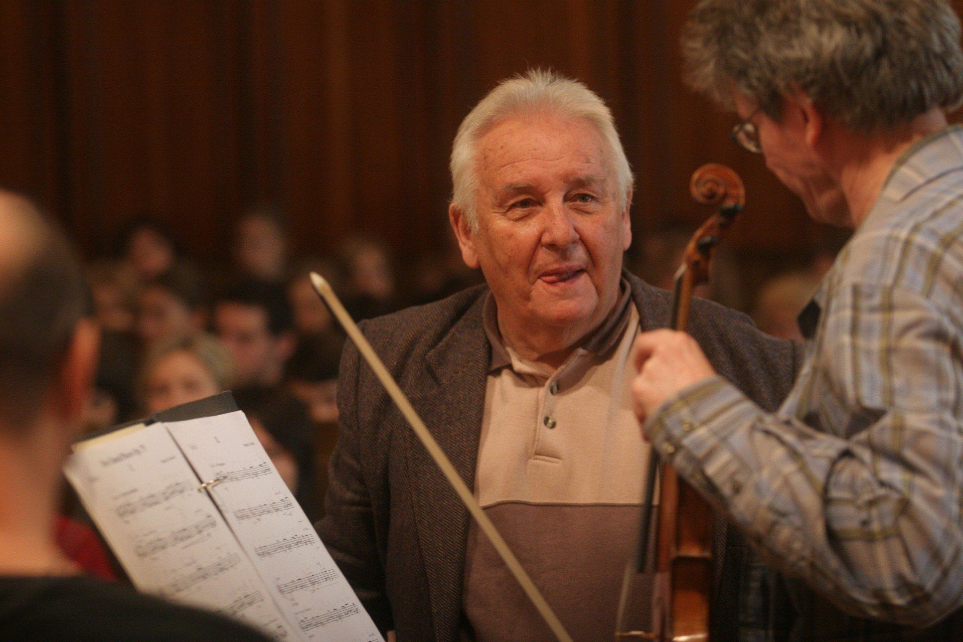 Henryk Mikołaj Górecki podczas próby przed koncertem, Katowice, 9.11.2007.
