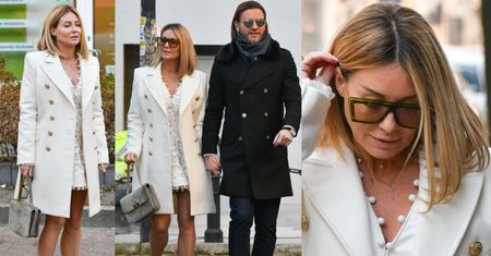 Gosia udaje, że nie jest jej zimno, a Radzio służy żonie ramieniem w drodze do studia "Dzień Dobry TVN" (ZDJĘCIA)