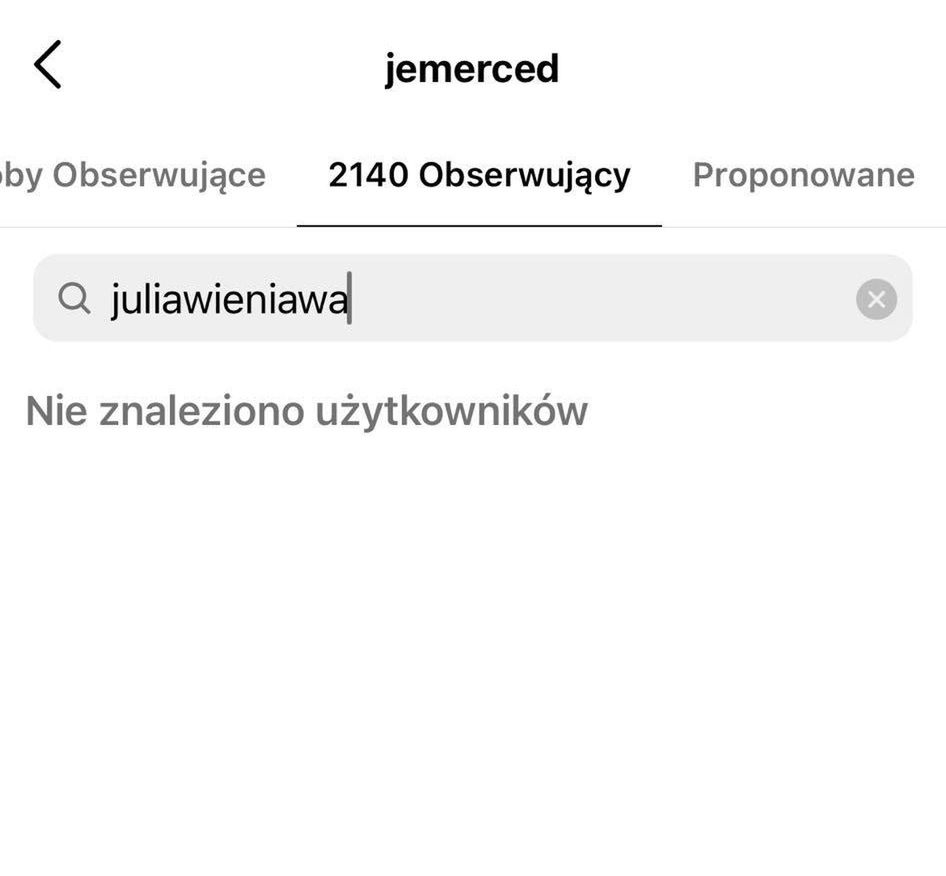 Jessica Mercedes nie obserwuje Julii Wieniawy 