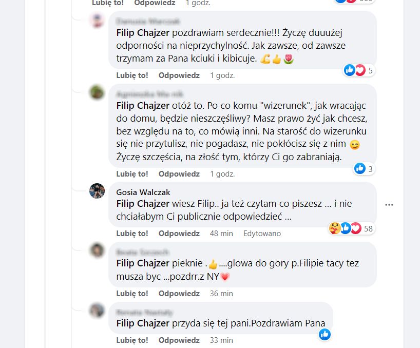 Małgorzata Walczak odpowiada Filipowi Chajzerowi