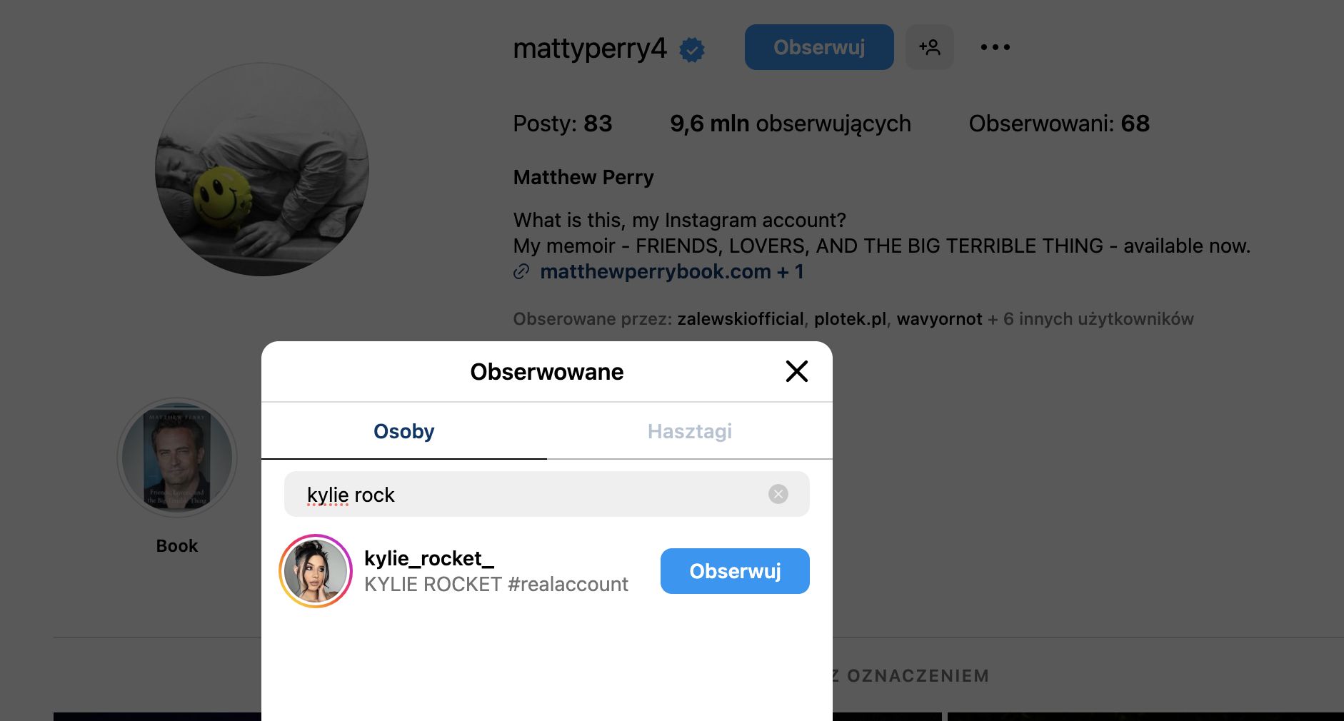 Matthew Perry obserwował gwiazdę porno