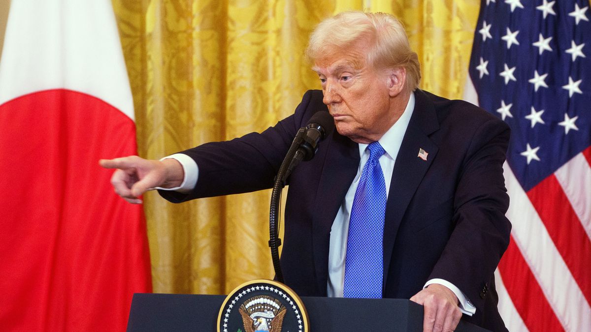 US President Donald Trump during a press conference with Prime Minister of Japan Ishiba Shigeru, at the White House, Washington, DC, USA, 07 February 2025. EPA/WILL OLIVER Dostawca: PAP/EPA.