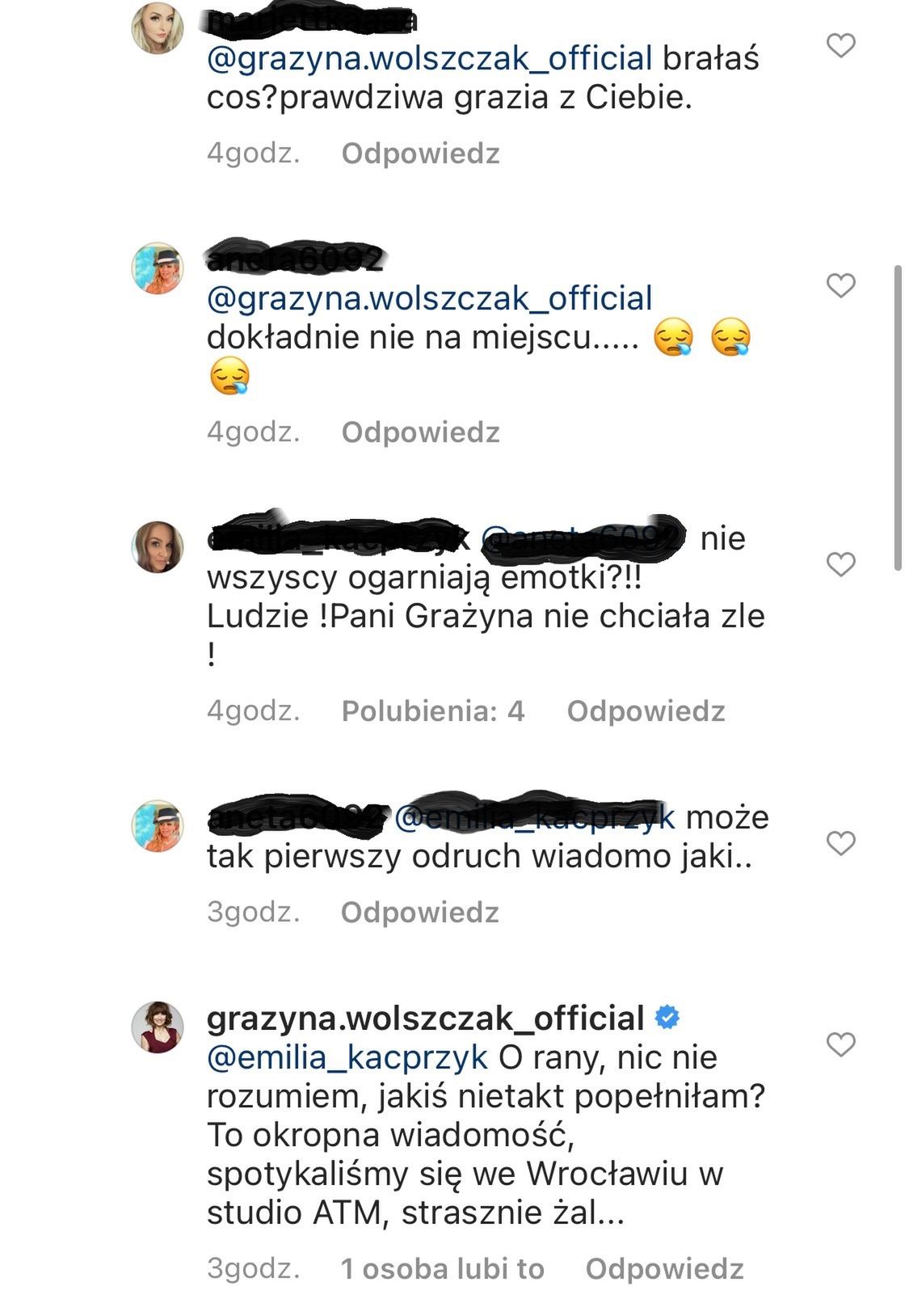 komentarz Grażyny Wolszczak po postem