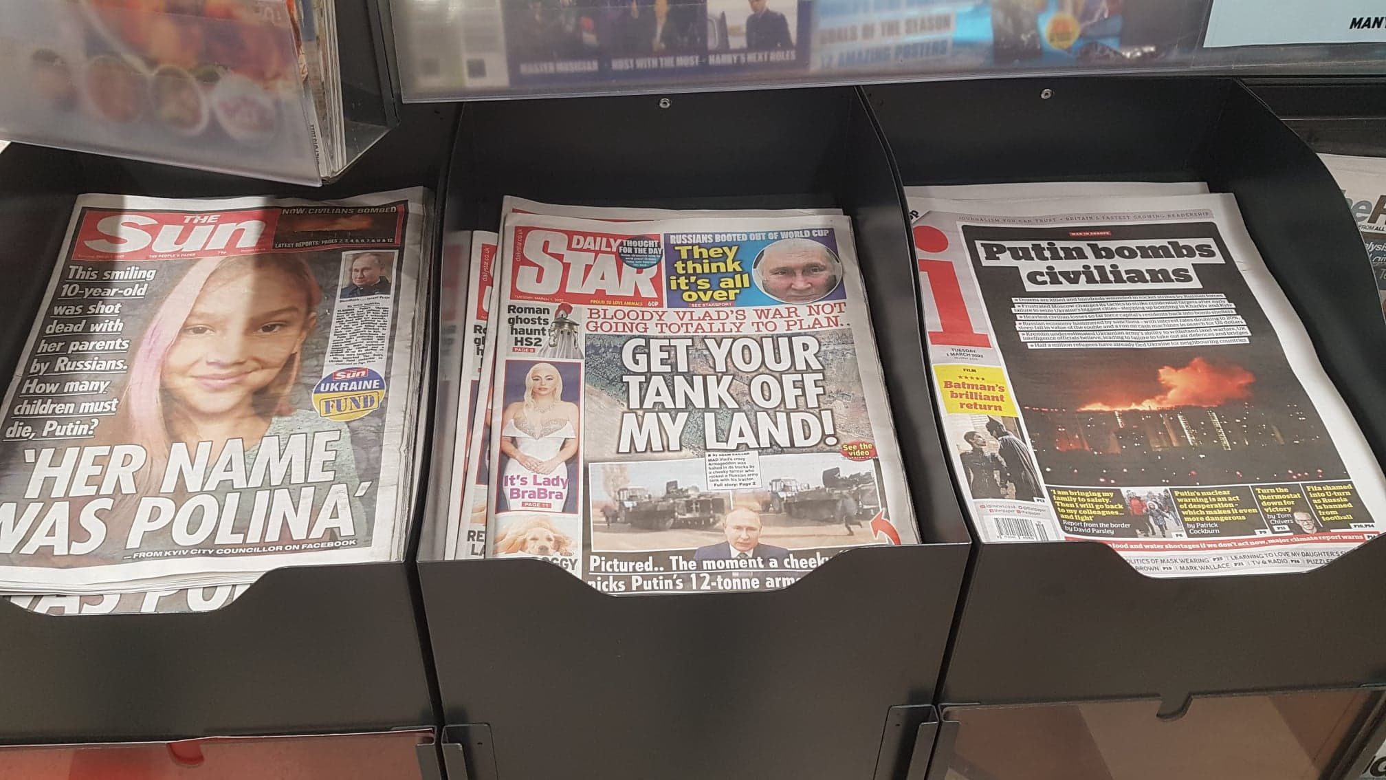 Okładki brytyjskich gazet 