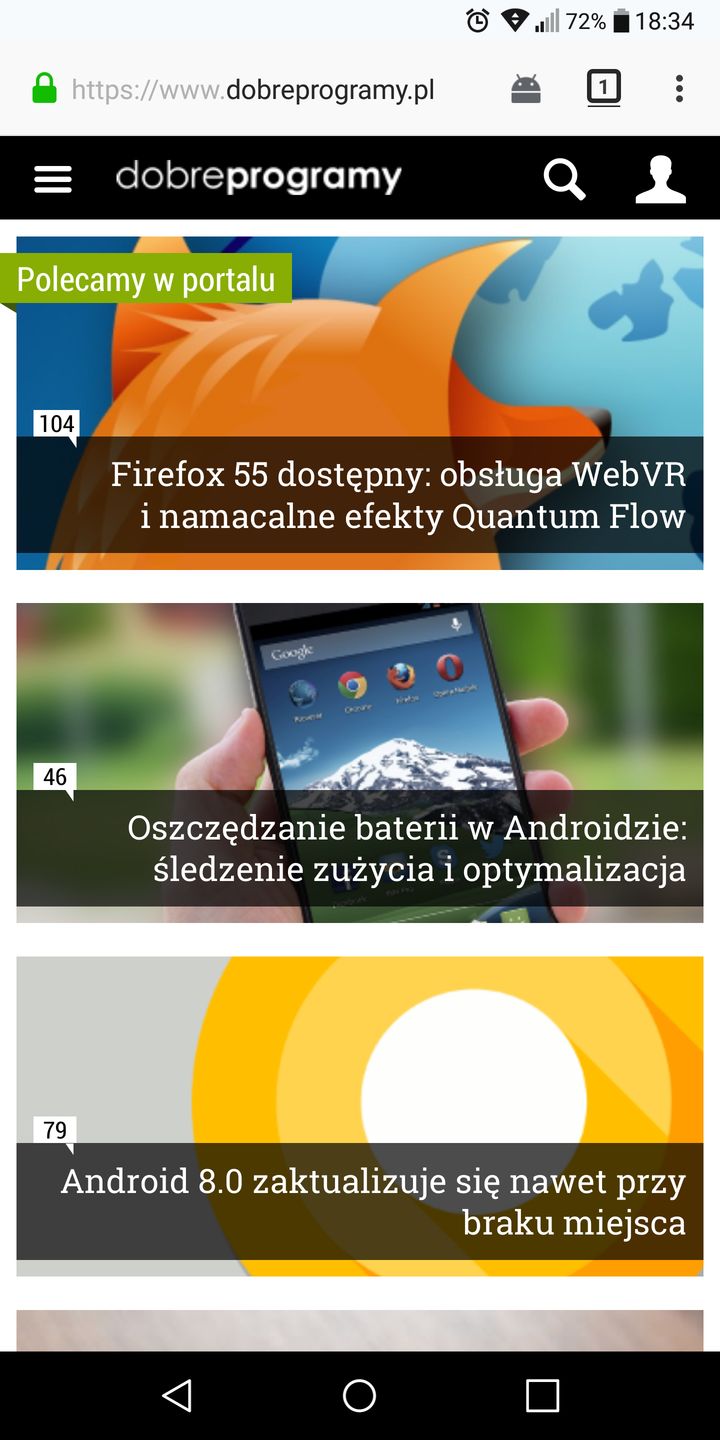 Ten sam widok w Firefoksie 57.0a1 Nightly