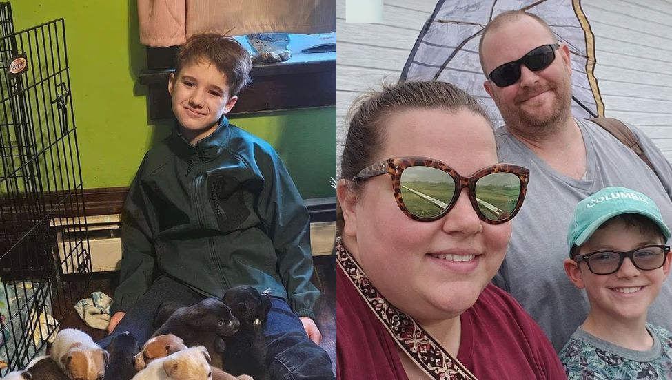 Clayton z rodzicami, którzy go adoptowali