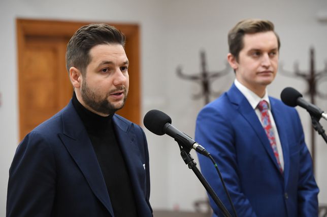 Europoseł Patryk Jaki i radny Warszawy Sebastian Kaleta