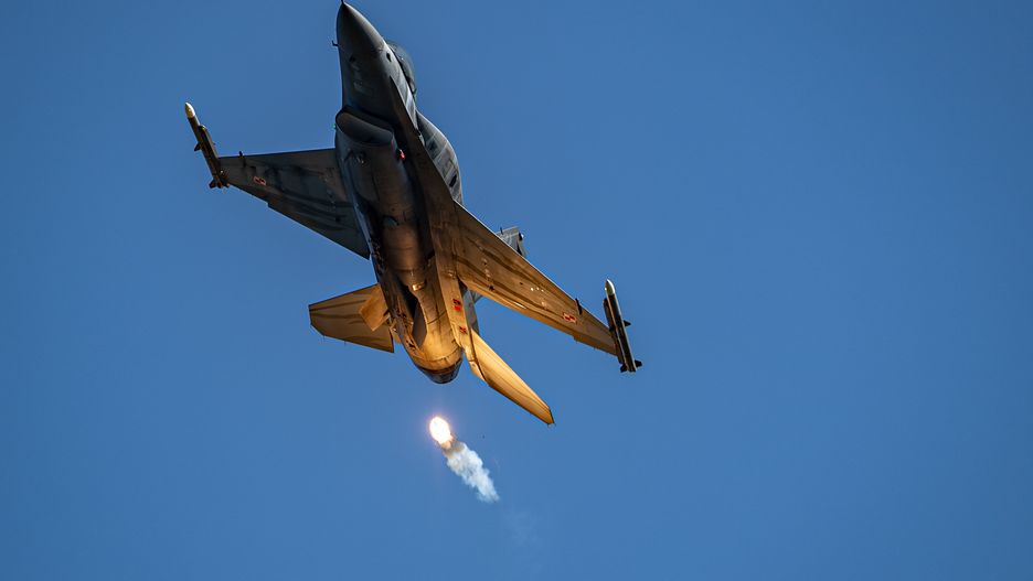 MOSNOV, CZECH REPUBLIC - SEPTEMBER 16: F-16 Tiger Demo Team, performs on the first day of NATO Days in Ostrava and Czech Air Force Days in Mosnov, Czech Republic on September 16, 2023. NATO Days in Ostrava & Czech Air Force Days are the largest security show in Europe. (Photo by Lukas Kabon/Anadolu Agency via Getty Images)