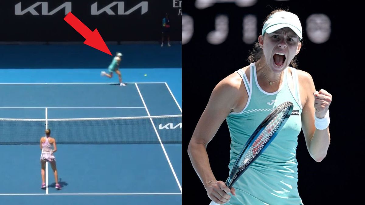 Zdjęcie okładkowe artykułu: PAP/EPA / LUKAS COCH / Twitter/Eurosport Polska / Na zdjęciu: zagranie Magdy Linette w ćwierćfinale Australian Open z Karoliną Pliskovą