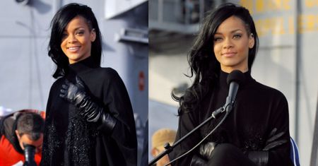 Czarnowłosa Rihanna promuje swój pierwszy film (ZDJĘCIA)