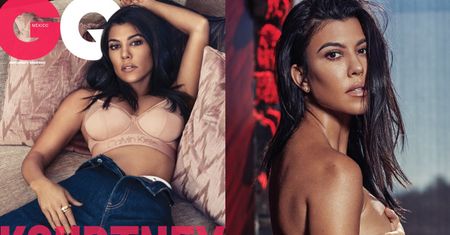 NAGA Kourtney Kardashian zasłania sutek ręką
