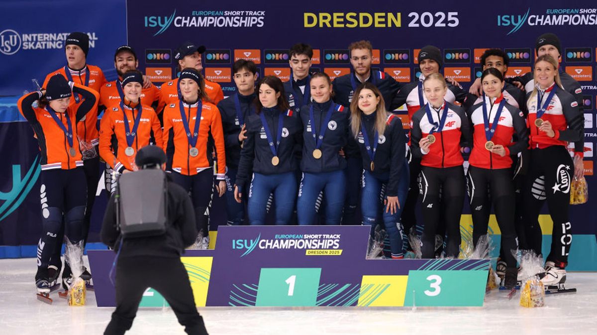 Getty Images / Dean Mouhtaropoulos - International Skating Union/International Skating Union / Na zdjęciu: Polska sztafeta na podium ME