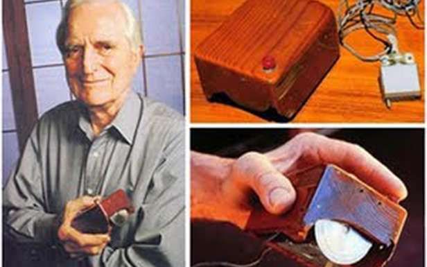 Douglas Engelbart i pierwsza myszka (Fot. Tesao Intelectual)