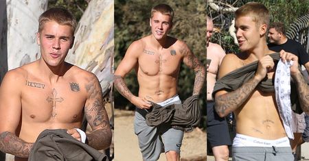 Justin Bieber bez koszulki! Zobaczcie jego tatuaże (ZDJĘCIA)