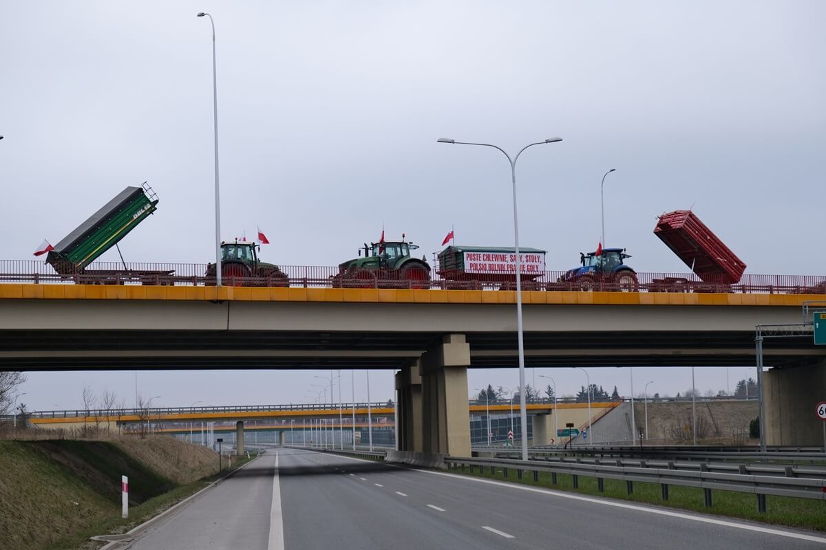 Protest rolników w Elizówce przy węźle Lublin Rudnik