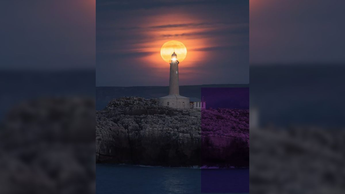 Doskonałe zdjęcie latarni morskiej na tle pełni Księżyca powstało w Hiszpanii 1