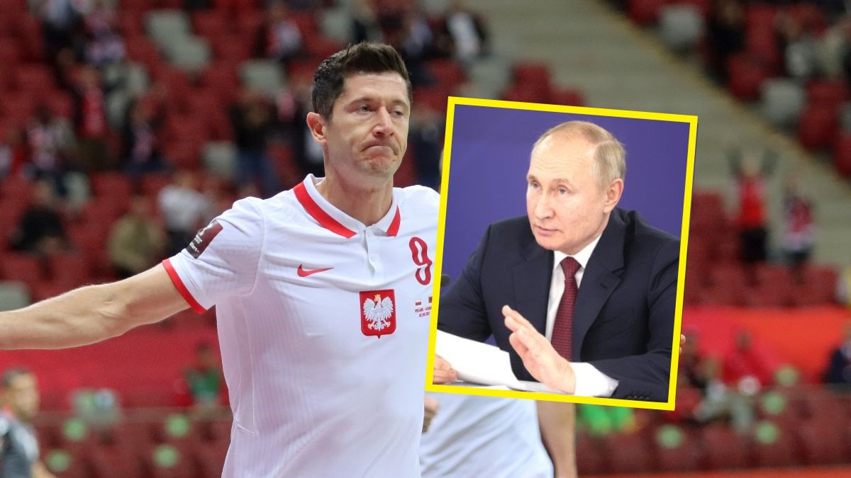 Robert Lewandowski (na małym zdjęciu: Władimir Putin)