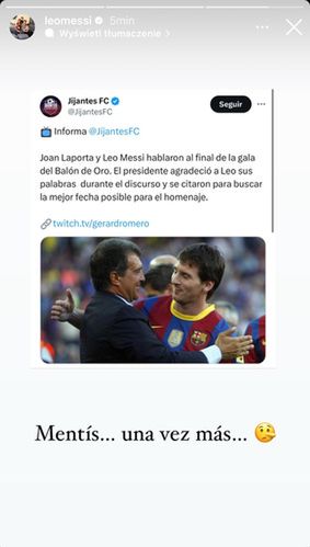 Na zdjęciu: odpowiedź Lionela Messiego w stronę Gerarda Romero