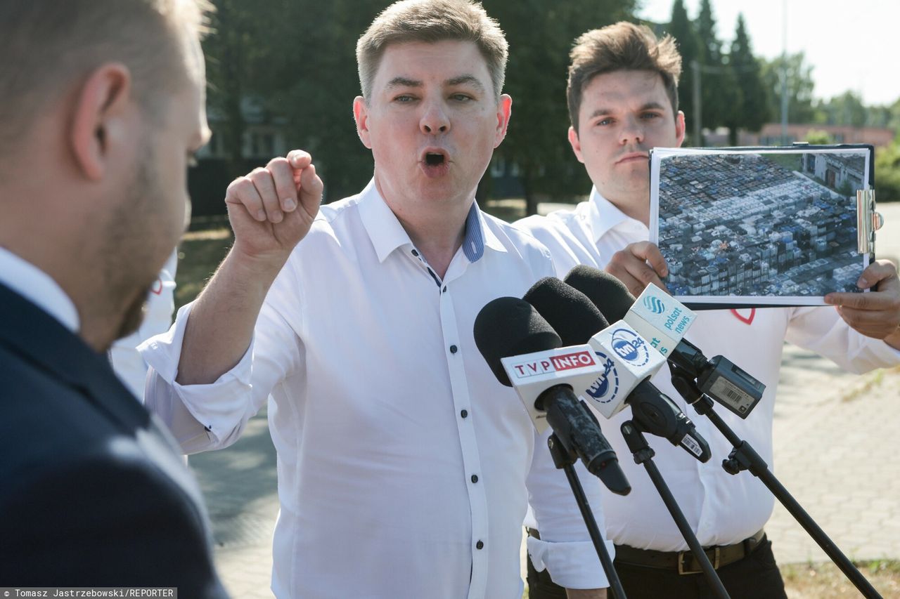 Konferencja PO z udziałem Jana Grabca przerwana przez ministra Jacka Ozdobę