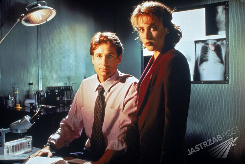 Z archiwum X X-Files, The serial sensacyjny, USA 1993 scena z: David Duchovny, Gillian Anderson fot. AKPA
