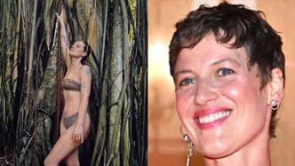 Odziana w bikini Aleksandra Domańska pręży ciało na tle konarów. Zdjęcie zrobił jej 4-letni syn (FOTO)