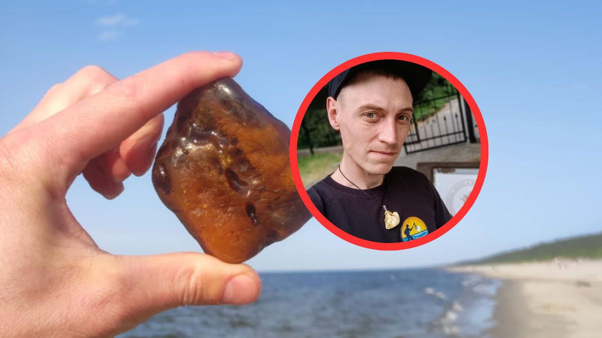 Pan Piotr zbiera bursztyn nie tylko na plaży