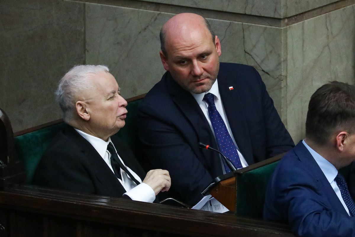 Jarosław Kaczyński i Szymon Szynkowski vel Sęk.