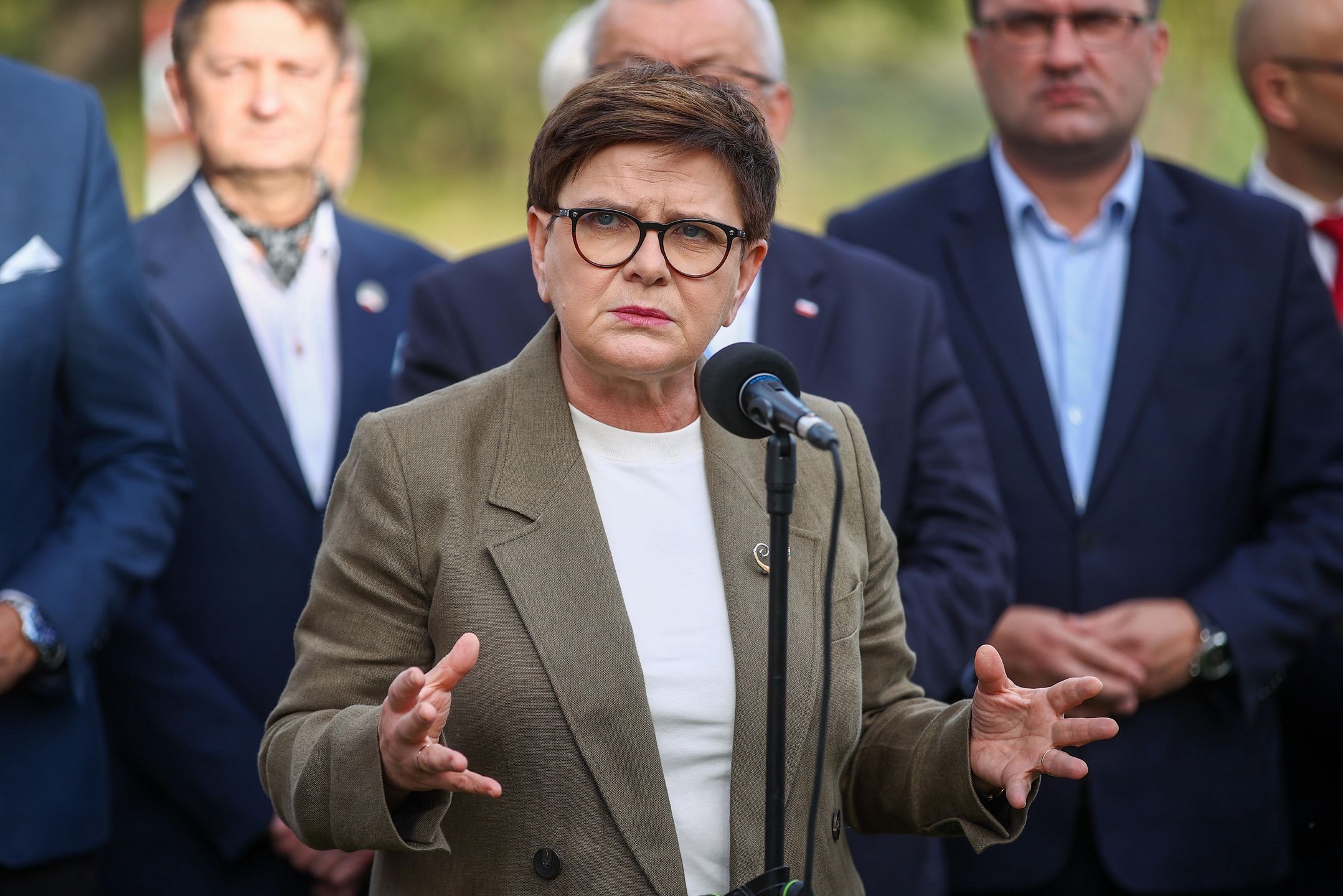 Wielkie Drogi (woj. małopolskie), 12.10.2023 r. Beata Szydło, była premierka, obecnie europosłanka, podczas kampanii wyborczej