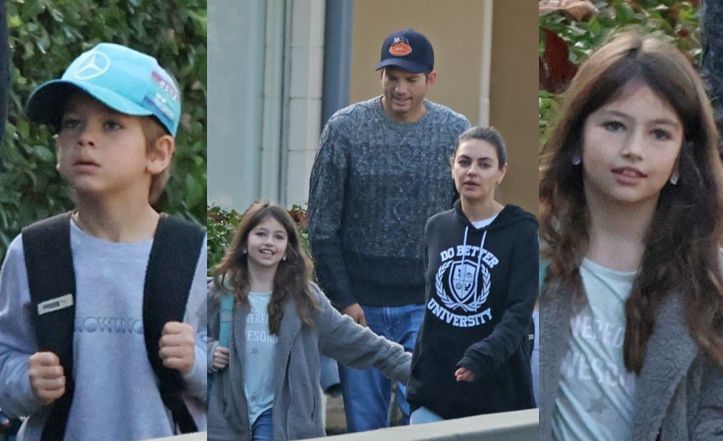 "Zwyczajni" Ashton Kutcher i Mila Kunis buszują z dziećmi po sklepach