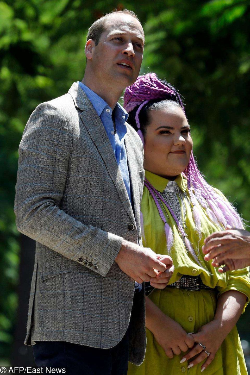 Netta (zwyciężczyni Eurowizji) i książę William podczas spotkania w Tel Awiwie