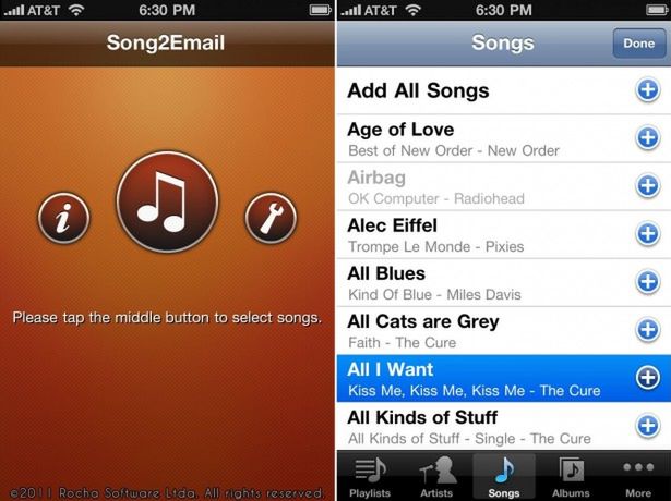 Wysyłanie muzyki z biblioteki iPhone'a przy pomocy maili