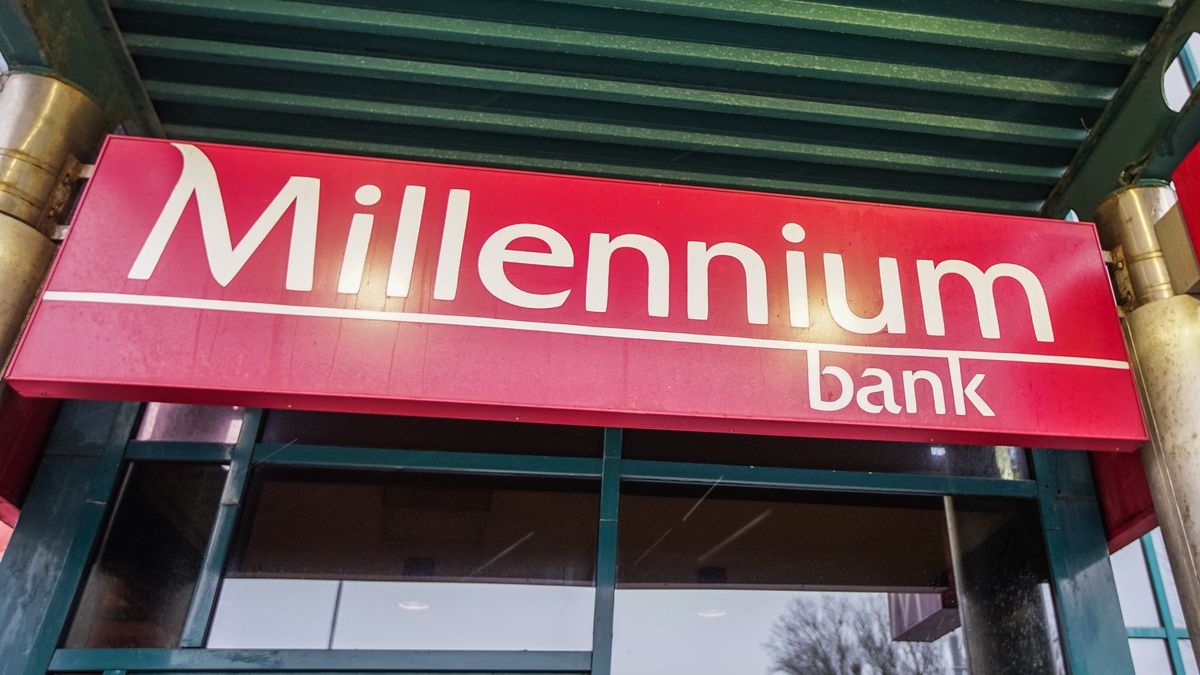Millenium Bank logo is seen in Gdansk, Poland on 29 January 2022  (Photo by Michal Fludra/NurPhoto via Getty Images)